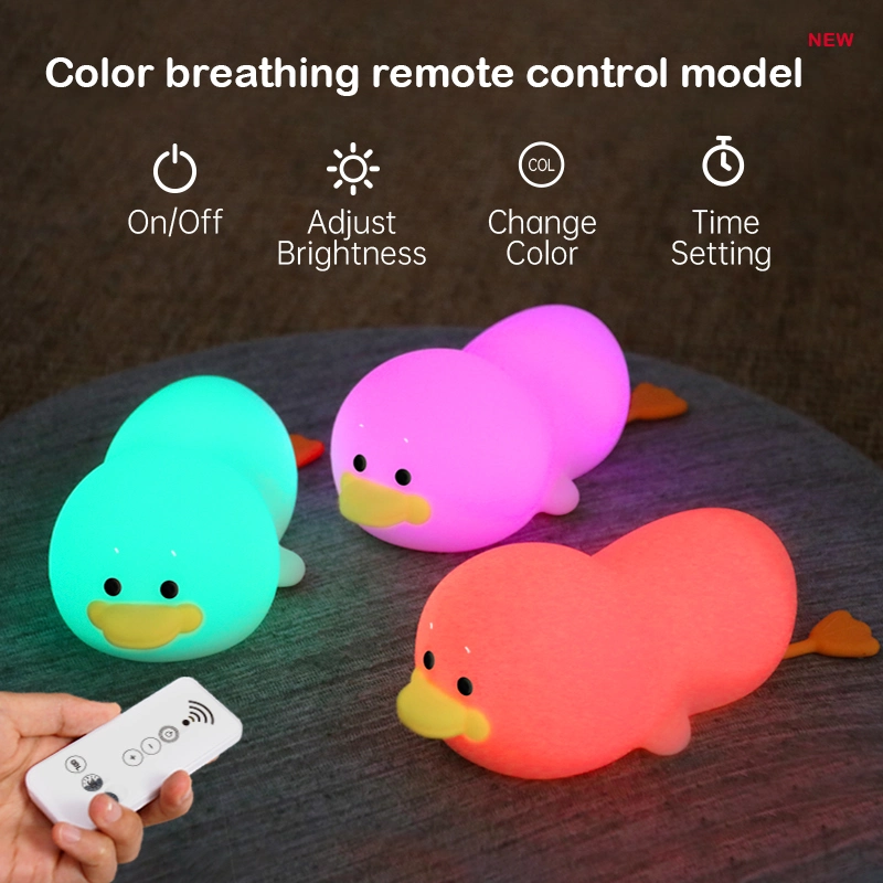 Gg Duck Soft Food Grade Silicone Night Lamp Touch Sensor Colorful Light